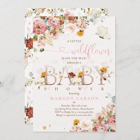 少し野草がベビーシャワーの途中だ 招待状 (正面/裏面)