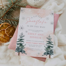 少し雪の結晶が途中のシャワー招待状