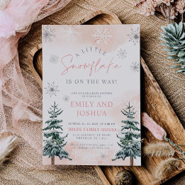 少し雪の結晶が途中のシャワー招待状 招待状