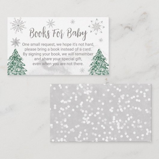 少し雪の結晶の冬のクリスマスベビーシャワー エンクロージャーカード (正面/裏面)
