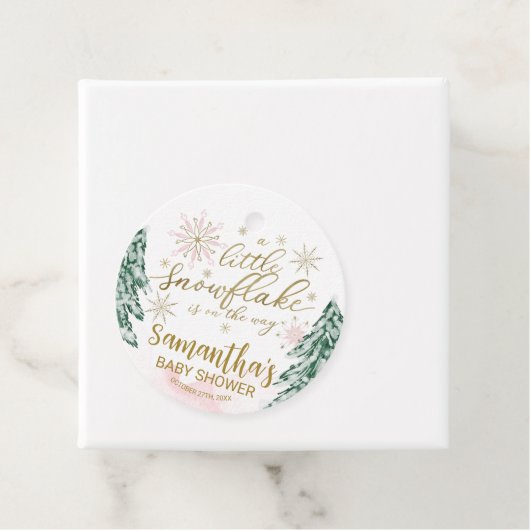 少し雪の結晶の冬の赤ちゃんシャワー フェイバータグ (インサイチュ)