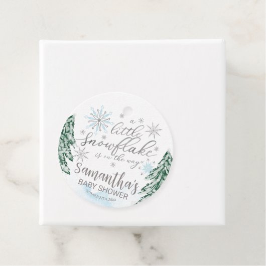 少し雪の結晶の冬の赤ちゃんシャワー フェイバータグ (インサイチュ)
