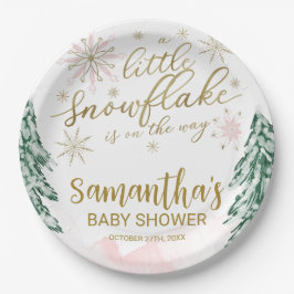 少し雪の結晶の冬の赤ちゃんシャワー ペーパープレート