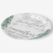 少し雪の結晶の冬の赤ちゃんシャワー ペーパープレート (アングル)