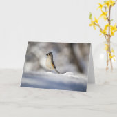 少し雪の鳥 カード (黄色い花)