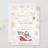 少し雪片がベビーシャワーの途中にある 招待状 (正面)