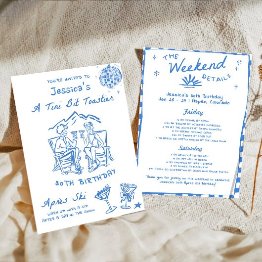 少し青みがかったトースト色のアフレスキーバースデー 招待状