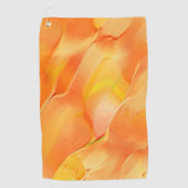 少し黄色と多くのオレンジで彫られた ゴルフタオル (正面)