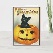 少し黒およびジャックOのランタンのハロウィンカード カード (正面)