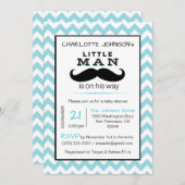 少しLilの人の髭の男の子の青色児のシャワー 招待状 (正面/裏面)
