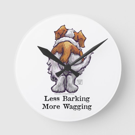 少ない吠え声、より多くの揺れ ラウンド壁時計 (正面)