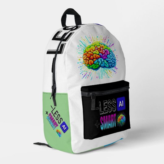 少ない愛より頭が切れる多くの脳! プリントバックパック (裏面左端)