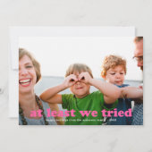 少なくとおもしろいも、私たちはクリスマスフォトピンクを試した シーズンカード (正面)