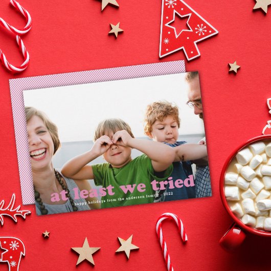 少なくとおもしろいも、私たちはクリスマスフォトピンクを試した シーズンカード