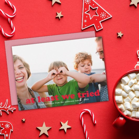 少なくとおもしろいも、私たちはレッドホリデーの写真カードを試した シーズンカード