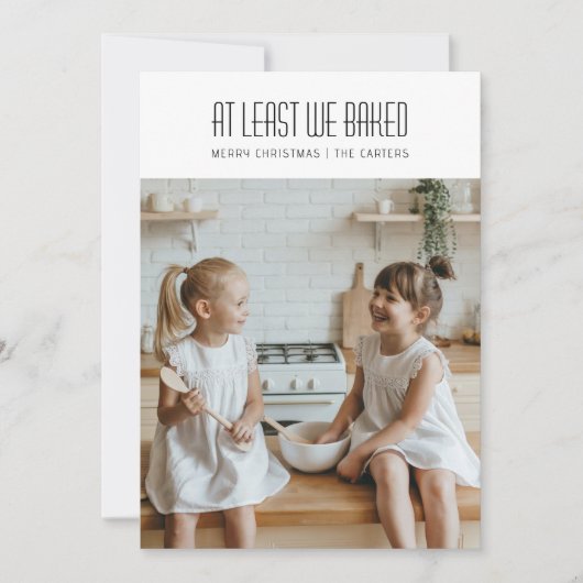 少なくともクリスマス焼いたのおもしろい写真 シーズンカード (正面)