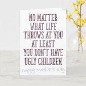 少なくとも母の日は醜い子どもはいない カード (黄色い花)