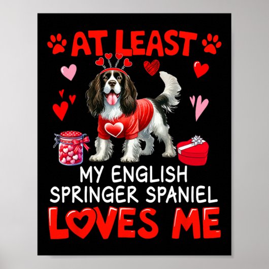 少なくとも英語のスリンガースパニエル犬私を愛する価数 ポスター (正面)