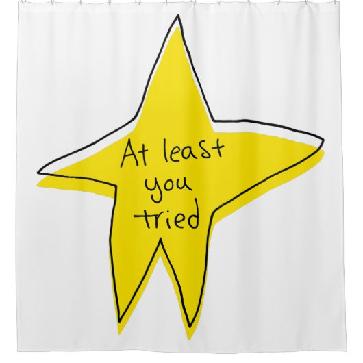 少なくとも試してみた – Yellow Star シャワーカーテン (正面)