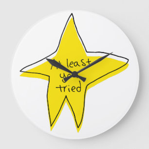 少なくとも試してみた – Yellow Star ラージ壁時計