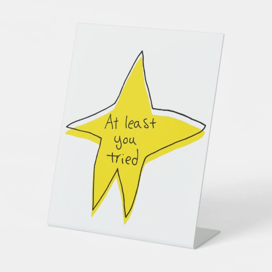 少なくとも試してみた – Yellow Star - Tabletopシンボルや象徴 台座サイン (正面)