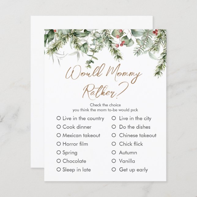 少メリーし |冬の赤ちゃんシャワーカスタムゲーム (正面/裏面)