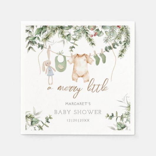 少メリーし | Boho男の子の冬の赤ちゃんシャワー スタンダードカクテルナプキン (正面)