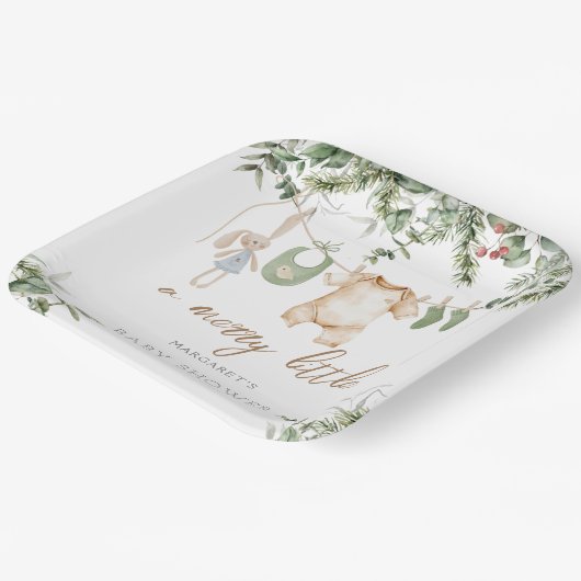 少メリーし | Boho男の子の冬の赤ちゃんシャワー ペーパープレート (傾斜あり)