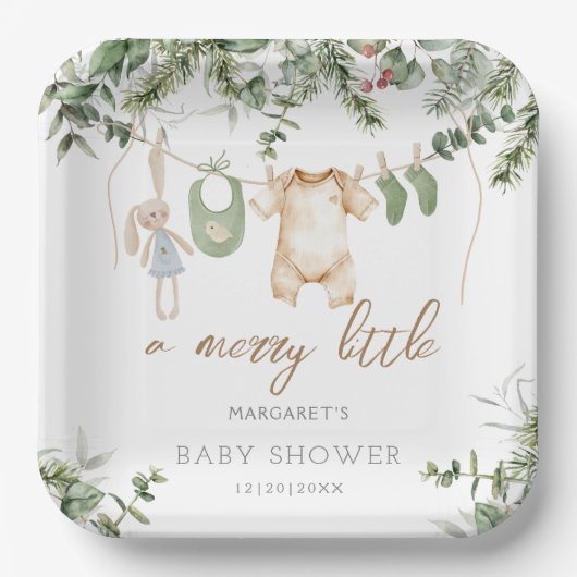 少メリーし | Boho男の子の冬の赤ちゃんシャワー ペーパープレート (正面)