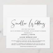 少人数の縮小ウェディング　計画変更　エレガント 案内状 (正面/裏面)