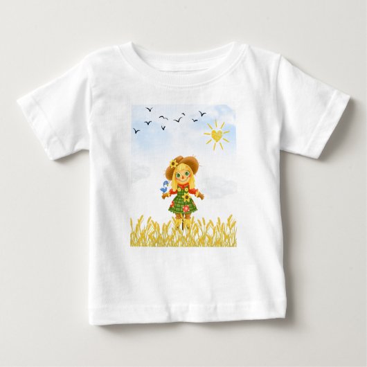 少女かかし鳥の腕 ベビーTシャツ (正面)