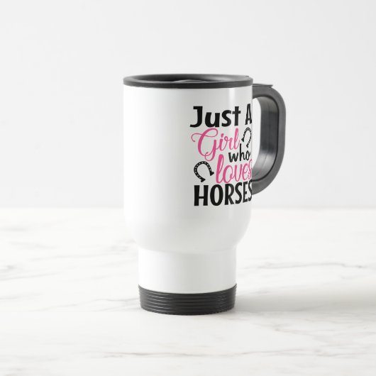 少女がウマスを愛するウェスタン女性のカーボーイカワイトホース トラベルマグ (正面右)