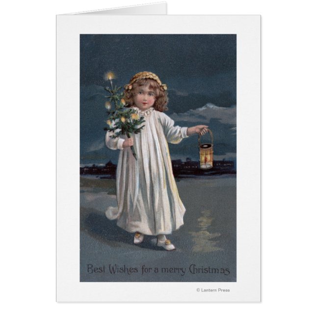 少女が持つ木と提灯 (正面)