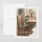 少女が書く姿の絵画 ポストカード (正面/裏面)
