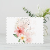 少女が目を閉じ 花-水彩 招待状 (スタンド正面)