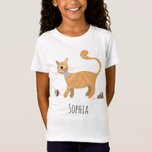 少女たちかわいいオレンジジンジャータビーキャット&ネーム Tシャツ