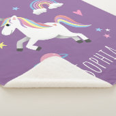 少女たちかわいい紫の虹の一角獣&ネームキッズ シェルパブランケット (3/4)