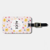 少女たちかわいい花柄モノグラムネームキッズ ラゲッジタグ (正面横)