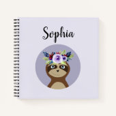 . .少女たちがかわいいナマケモノの水彩花と名前 ノートブック (正面)