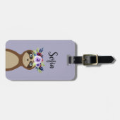 少女たちがかわいいナマケモノの水彩花と名前 ラゲッジタグ (正面横)
