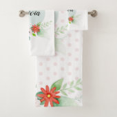 少女たちがかわいいフローラ水彩の花とネームキッズ バスタオルセット (インサイチュ)