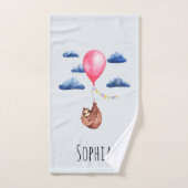 少女たちがかわいい水彩のナマケモノと子どもたちの名前 バスタオルセット (ハンドタオル)