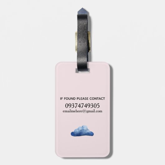 少女たちがかわいい水彩のナマケモノと子どもたちの名前 ラゲッジタグ (裏面縦)