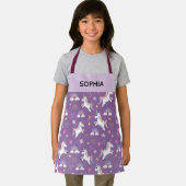 少女たちがかわいい紫の一角獣絵の子ども エプロン (インサイチュ)