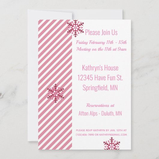 少女たちがスキー旅行、絵文字をスキー 招待状 (裏面)