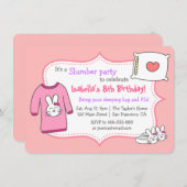 少女たちの眠りの誕生日パーティー、そりの上のパジャマ 招待状 (正面/裏面)