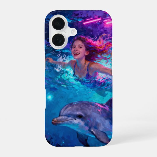 少女とイルカ iPhone 16ケース (裏面)