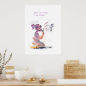 少女とヒマワリの水彩インテリア装飾 ポスター (キッチン)