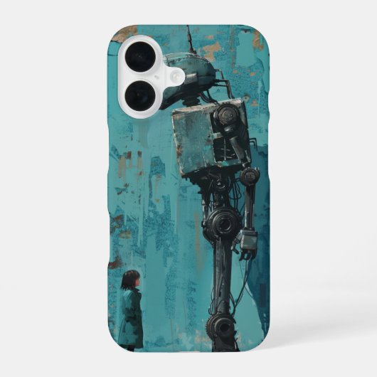 少女とレトロロボット iPhone 16ケース (裏面)