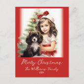 少女と子犬のクリスマスフォトポストカード シーズンポストカード (正面)